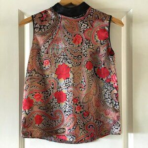 Y2K Vintage Paisley Keyhole Gothic Maid Dark Coquette Top Made in Canada